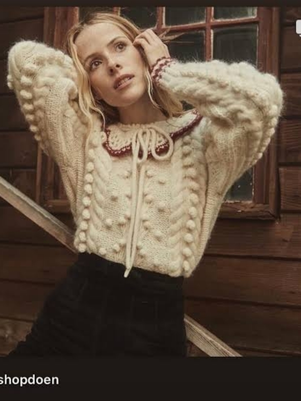 Doen Valentina Heirloom Alpaca Cream Cable Sweater